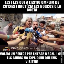 ELS I LES QUE A L’ESTIU OMPLIM DE COTXES I BRUTÍCIA ELS BOSCOS O LA COSTA VOLEM UN PEATGE PER ENTRAR A BCN,   I QUE ELS GUIRIS NO EXPLIQUIN QUE ENS VISITEN!