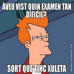 ÀVEU VIST QUIN EXAMEN TAN DIFICIL?  SORT QUE TINC XULETA
