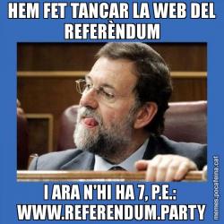 HEM FET TANCAR LA WEB DEL REFERÈNDUM I ARA N'HI HA 7, P.E.:  WWW.REFERENDUM.PARTY