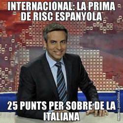 INTERNACIONAL: LA PRIMA DE RISC ESPANYOLA 25 PUNTS PER SOBRE DE LA ITALIANA