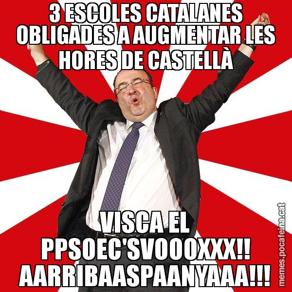 3 ESCOLES CATALANES OBLIGADES A AUGMENTAR LES HORES DE CASTELLÀ VISCA EL PPSOEC'SVOOOXXX!! AARRIBAASPAANYAAA!!! - Miquel Iceta - 27S