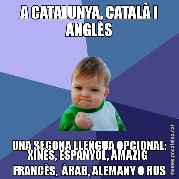 A CATALUNYA, CATALÀ I ANGLÈS UNA SEGONA LLENGUA OPCIONAL: XINÈS, ESPANYOL, AMAZIG FRANCÈS, ÀRAB, ALEMANY O RUS - Success Kid