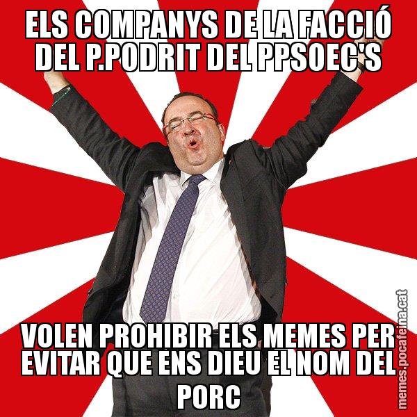 ELS COMPANYS DE LA FACCIÓ DEL P.PODRIT DEL PPSOEC'S VOLEN PROHIBIR ELS MEMES PER EVITAR QUE ENS DIEU EL NOM DEL PORC - Miquel Iceta - 27S