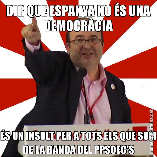 DIR QUE ESPANYA NO ÉS UNA DEMOCRÀCIA ÉS UN INSULT PER A TOTS ELS QUE SOM DE LA BANDA DEL PPSOEC'S - Miquel Iceta