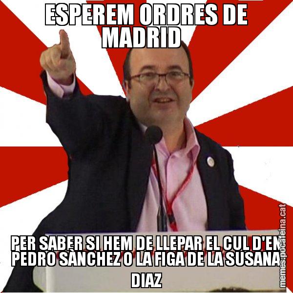 ESPEREM ORDRES DE MADRID   PER SABER SI HEM DE LLEPAR EL CUL D'EN PEDRO SÀNCHEZ O LA FIGA DE LA SUSANA DIAZ - Miquel Iceta