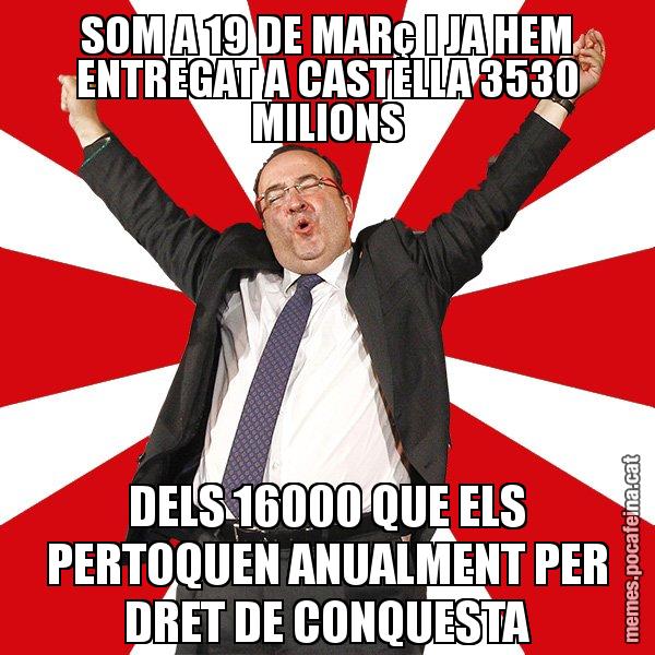 SOM A 19 DE MARç I JA HEM ENTREGAT A CASTELLA 3530 MILIONS DELS 16000 QUE ELS PERTOQUEN ANUALMENT PER DRET DE CONQUESTA - Miquel Iceta - 27S