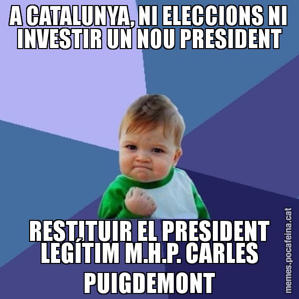 A CATALUNYA, NI ELECCIONS NI INVESTIR UN NOU PRESIDENT RESTITUIR EL PRESIDENT LEGÍTIM M.H.P. CARLES PUIGDEMONT - Success Kid