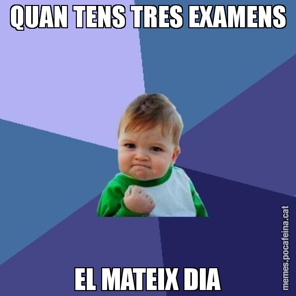 QUAN TENS TRES EXAMENS EL MATEIX DIA - Success Kid
