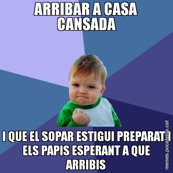 ARRIBAR A CASA CANSADA I QUE EL SOPAR ESTIGUI PREPARAT I ELS PAPIS ESPERANT A QUE ARRIBIS - Success Kid
