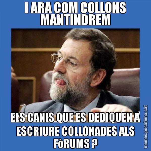 I ARA COM COLLONS MANTINDREM ELS CANIS QUE ES DEDIQUEN A ESCRIURE COLLONADES ALS FòRUMS ? - Mmmmmariano Rajoy