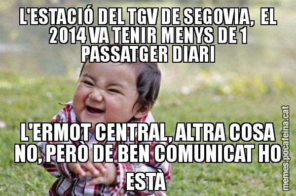 L'ESTACIÓ DEL TGV DE SEGOVIA,  EL 2014 VA TENIR MENYS DE 1 PASSATGER DIARI L'ERMOT CENTRAL, ALTRA COSA NO, PERÒ DE BEN COMUNICAT HO ESTÀ - El diabòlic nen asiàtic