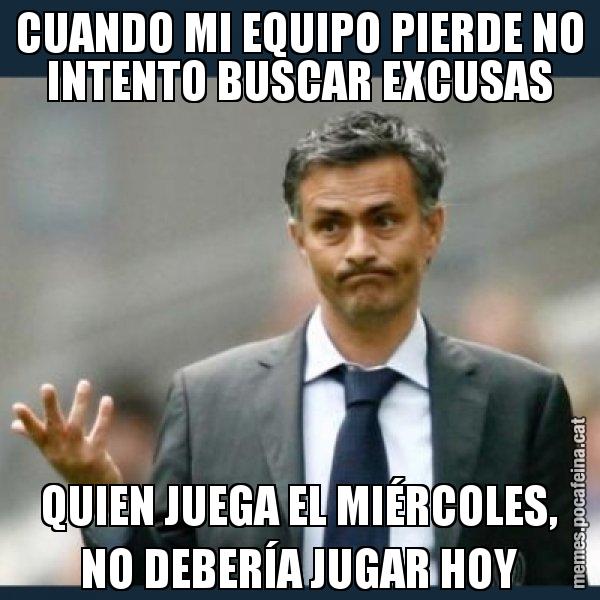CUANDO MI EQUIPO PIERDE NO INTENTO BUSCAR EXCUSAS QUIEN JUEGA EL MIÉRCOLES, NO DEBERÍA JUGAR HOY - Mourinho