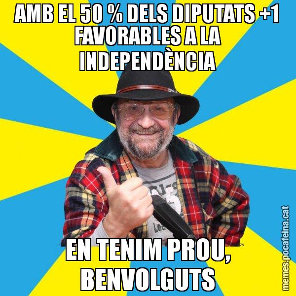 AMB EL 50 % DELS DIPUTATS +1 FAVORABLES A LA INDEPENDÈNCIA EN TENIM PROU, BENVOLGUTS - Tomeu Penya