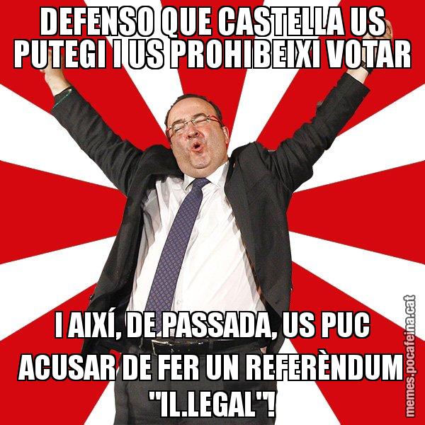 DEFENSO QUE CASTELLA US PUTEGI I US PROHIBEIXI VOTAR I AIXÍ, DE PASSADA, US PUC ACUSAR DE FER UN REFERÈNDUM "IL.LEGAL"! - Miquel Iceta - 27S