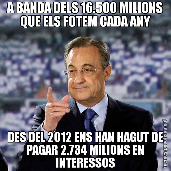 A BANDA DELS 16.500 MILIONS QUE ELS FOTEM CADA ANY DES DEL 2012 ENS HAN HAGUT DE PAGAR 2.734 MILIONS EN INTERESSOS - Florentino