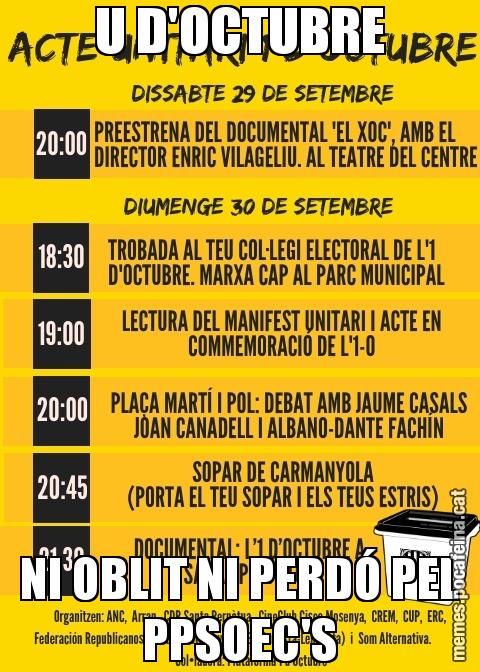 U D'OCTUBRE NI OBLIT NI PERDÓ PEL PPSOEC'S