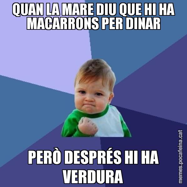 QUAN LA MARE DIU QUE HI HA MACARRONS PER DINAR PERÒ DESPRÉS HI HA VERDURA - Success Kid