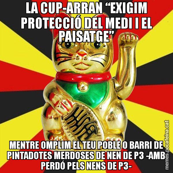 LA CUP-ARRAN “EXIGIM PROTECCIÓ DEL MEDI I EL PAISATGE” MENTRE OMPLIM EL TEU POBLE O BARRI DE PINTADOTES MERDOSES DE NEN DE P3 -AMB PERDÓ PELS NENS DE P3- - El Gat de la Cup - 27S