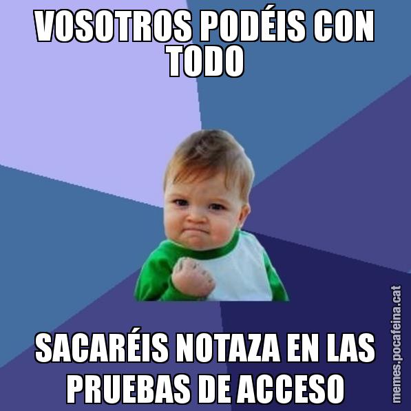 VOSOTROS PODÉIS CON TODO SACARÉIS NOTAZA EN LAS PRUEBAS DE ACCESO - Success Kid