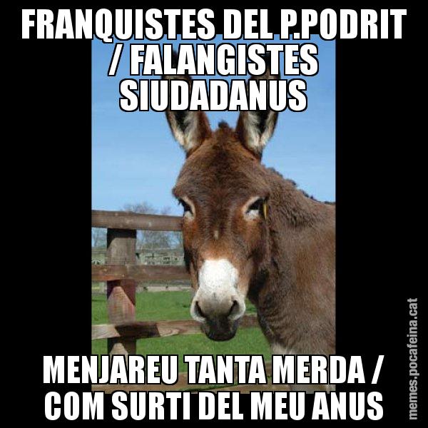 FRANQUISTES DEL P.PODRIT / FALANGISTES SIUDADANUS MENJAREU TANTA MERDA / COM SURTI DEL MEU ANUS - El burro Català