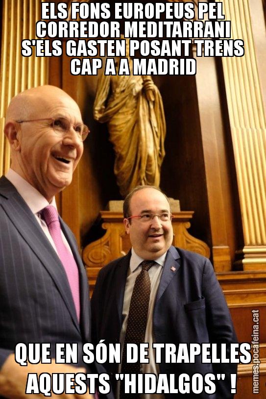 ELS FONS EUROPEUS PEL CORREDOR MEDITARRANI S'ELS GASTEN POSANT TRENS CAP A A MADRID QUE EN SÓN DE TRAPELLES AQUESTS "HIDALGOS" !