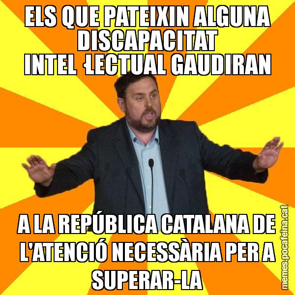 ELS QUE PATEIXIN ALGUNA DISCAPACITAT INTEL·LECTUAL GAUDIRAN A LA REPÚBLICA CATALANA DE L'ATENCIÓ NECESSÀRIA PER A SUPERAR-LA - Oriol Junqueras freeena!