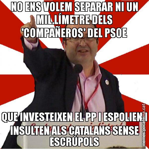 NO ENS VOLEM SEPARAR NI UN MIL.LÍMETRE DELS 'COMPAÑEROS' DEL PSOE QUE INVESTEIXEN EL PP I ESPOLIEN I INSULTEN ALS CATALANS SENSE ESCRÚPOLS - Miquel Iceta