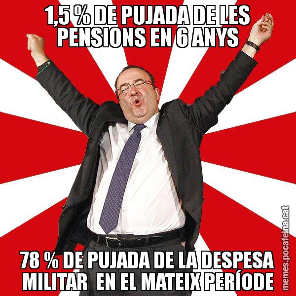 1,5 % DE PUJADA DE LES PENSIONS EN 6 ANYS 78 % DE PUJADA DE LA DESPESA MILITAR EN EL MATEIX PERÍODE - Miquel Iceta - 27S