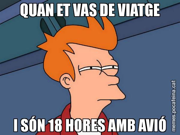 QUAN ET VAS DE VIATGE I SÓN 18 HORES AMB AVIÓ - Futurama Fry