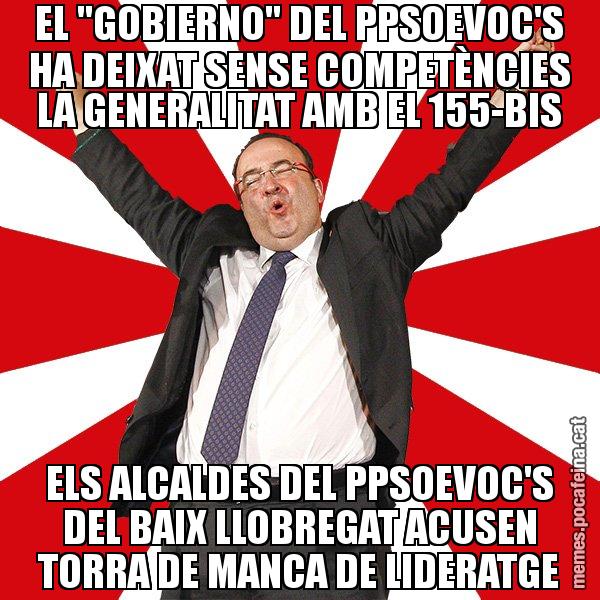 EL "GOBIERNO" DEL PPSOEVOC'S HA DEIXAT SENSE COMPETÈNCIES LA GENERALITAT AMB EL 155-BIS ELS ALCALDES DEL PPSOEVOC'S DEL BAIX LLOBREGAT ACUSEN TORRA DE MANCA DE LIDERATGE - Miquel Iceta - 27S