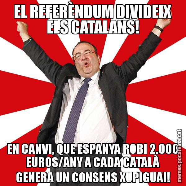 EL REFERÈNDUM DIVIDEIX ELS CATALANS! EN CANVI, QUE ESPANYA ROBI 2.000 EUROS/ANY A CADA CATALÀ GENERA UN CONSENS XUPIGUAI! - Miquel Iceta - 27S