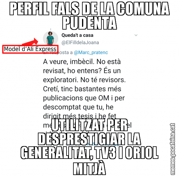 PERFIL FALS DE LA COMUNA PUDENTA UTILITZAT PER DESPRESTIGIAR LA GENERALITAT, TV3 I ORIOL MITJÀ
