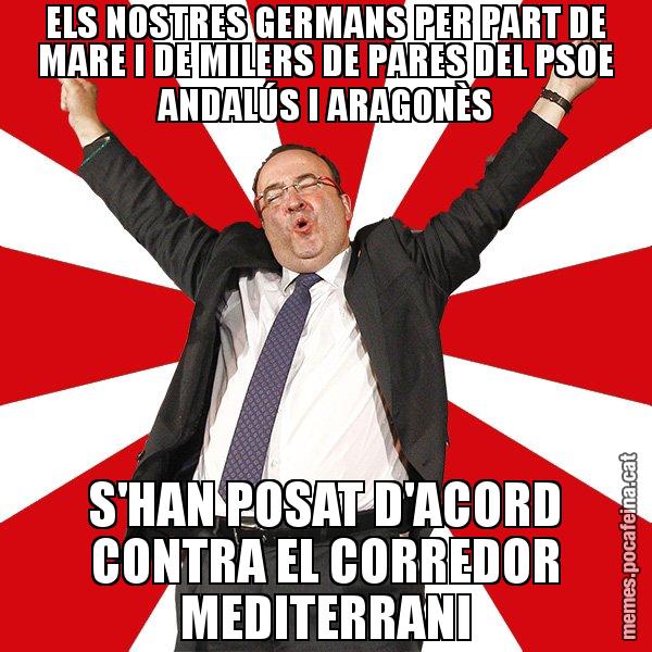 ELS NOSTRES GERMANS PER PART DE MARE I DE MILERS DE PARES DEL PSOE ANDALÚS I ARAGONÈS S'HAN POSAT D'ACORD CONTRA EL CORREDOR MEDITERRANI - Miquel Iceta - 27S