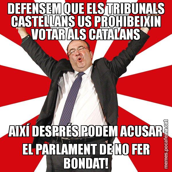 DEFENSEM QUE ELS TRIBUNALS CASTELLANS US PROHIBEIXIN VOTAR ALS CATALANS AIXÍ DESPRÉS PODEM ACUSAR EL PARLAMENT DE NO FER BONDAT! - Miquel Iceta - 27S