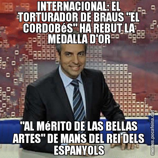 INTERNACIONAL: EL TORTURADOR DE BRAUS "EL CORDOBéS" HA REBUT LA MEDALLA D'OR "AL MéRITO DE LAS BELLAS ARTES" DE MANS DEL REI DELS ESPANYOLS - Trollicer