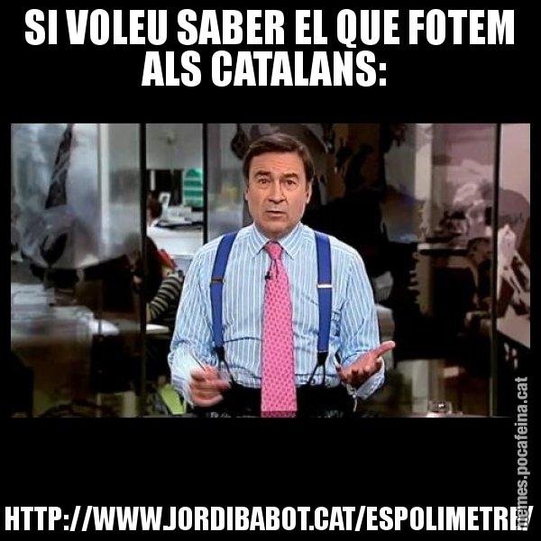SI VOLEU SABER EL QUE FOTEM ALS CATALANS:  HTTP://WWW.JORDIBABOT.CAT/ESPOLIMETRE/ - Pedro J