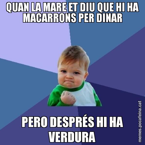 QUAN LA MARE ET DIU QUE HI HA MACARRONS PER DINAR PERO DESPRÉS HI HA VERDURA - Success Kid