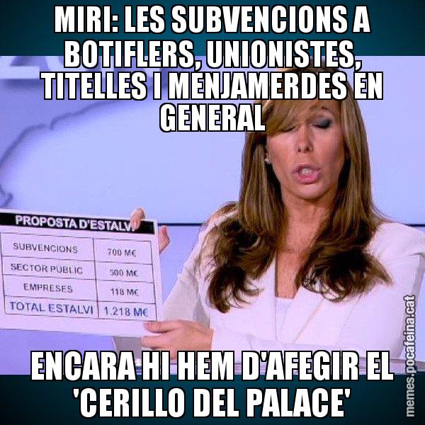 MIRI: LES SUBVENCIONS A BOTIFLERS, UNIONISTES, TITELLES I MENJAMERDES EN GENERAL ENCARA HI HEM D'AFEGIR EL 'CERILLO DEL PALACE' - Alícia Paper i Suma