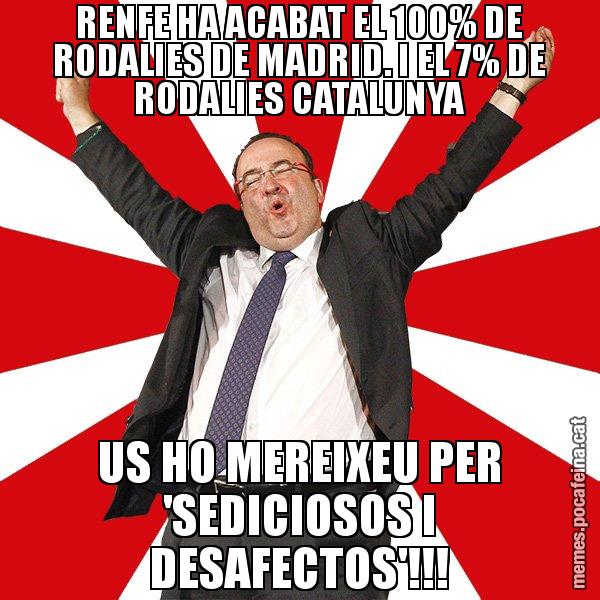 RENFE HA ACABAT EL 100% DE RODALIES DE MADRID. I EL 7% DE RODALIES CATALUNYA US HO MEREIXEU PER 'SEDICIOSOS I DESAFECTOS'!!! - Miquel Iceta - 27S