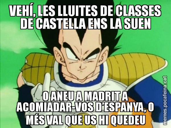 VEHÍ, LES LLUITES DE CLASSES DE CASTELLA ENS LA SUEN O ANEU A MADRIT A ACOMIADAR-VOS D’ESPANYA, O MÉS VAL QUE US HI QUEDEU - Vegeta