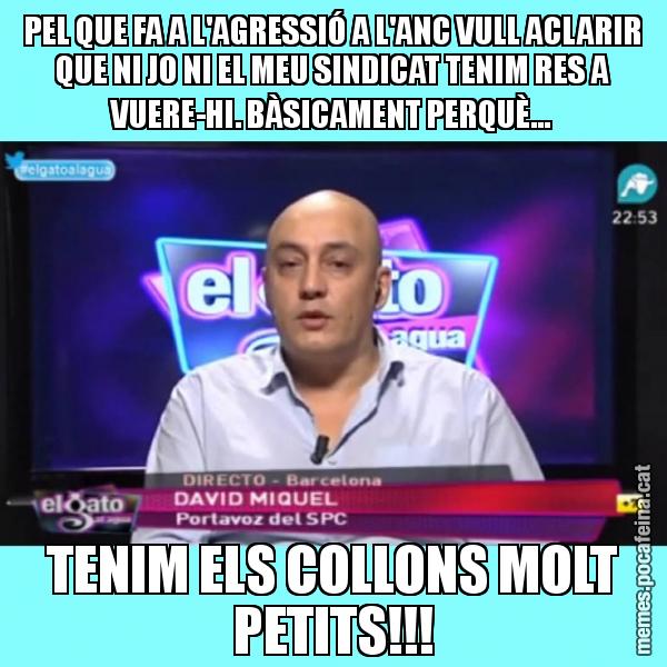 PEL QUE FA A L'AGRESSIÓ A L'ANC VULL ACLARIR QUE NI JO NI EL MEU SINDICAT TENIM RES A VUERE-HI. BÀSICAMENT PERQUÈ... TENIM ELS COLLONS MOLT PETITS!!!