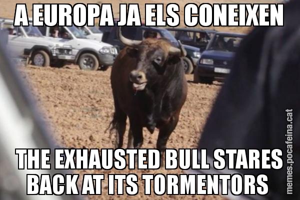 A EUROPA JA ELS CONEIXEN THE EXHAUSTED BULL STARES BACK AT ITS TORMENTORS