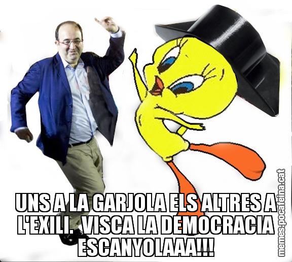 UNS A LA GARJOLA ELS ALTRES A L'EXILI.  VISCA LA DEMOCRACIA ESCANYOLAAA!!!