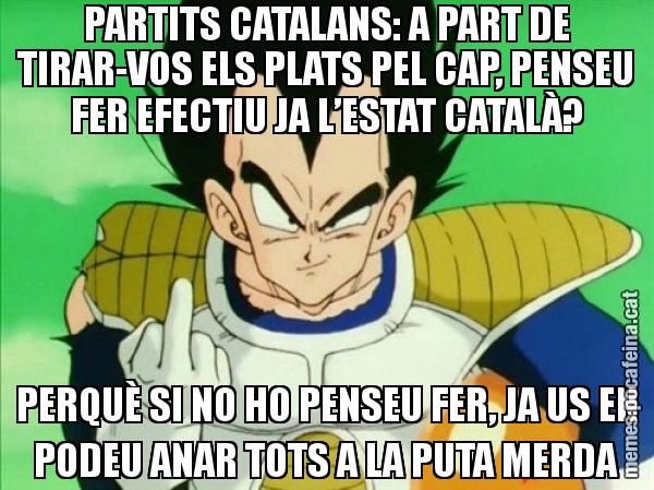 PARTITS CATALANS: A PART DE TIRAR-VOS ELS PLATS PEL CAP, PENSEU FER EFECTIU JA L’ESTAT CATALÀ? PERQUÈ SI NO HO PENSEU FER, JA US EN PODEU ANAR TOTS A LA PUTA MERDA - Vegeta