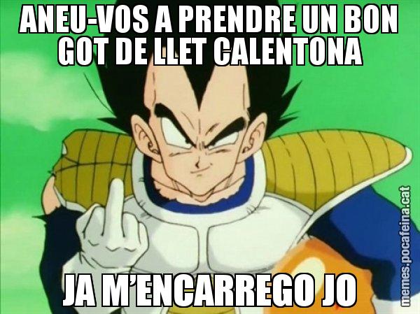 ANEU-VOS A PRENDRE UN BON GOT DE LLET CALENTONA JA M’ENCARREGO JO - Vegeta