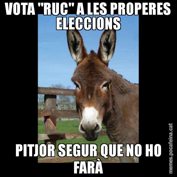 VOTA "RUC" A LES PROPERES ELECCIONS PITJOR SEGUR QUE NO HO FARÀ - El burro Català