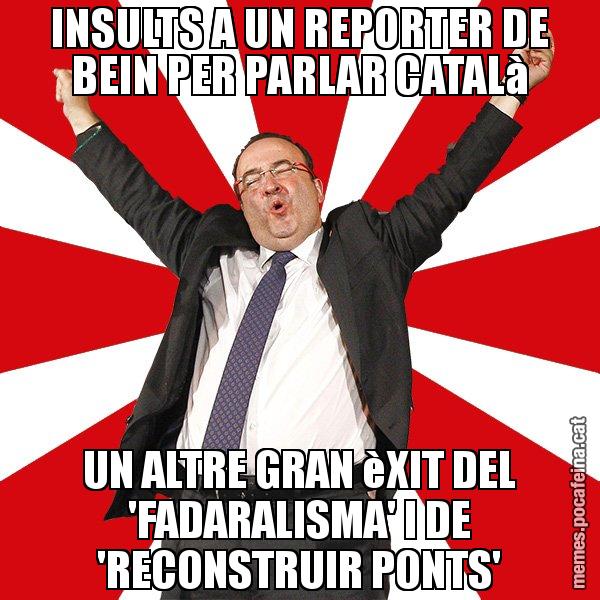 INSULTS A UN REPORTER DE BEIN PER PARLAR CATALà UN ALTRE GRAN èXIT DEL 'FADARALISMA' I DE 'RECONSTRUIR PONTS' - Miquel Iceta - 27S