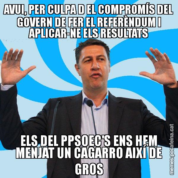 AVUI, PER CULPA D EL COMPROMÍS DEL GOVERN DE FER EL REFERÈNDUM I APLICAR-NE ELS RESULTATS ELS DEL PPSOEC'S ENS HEM MENJAT UN CAGARRO AIXÍ DE GROS - Xavier García Albiol - 27S