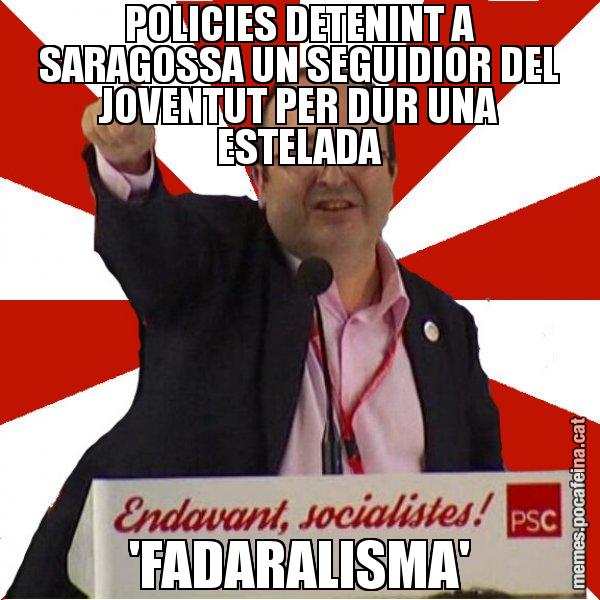 POLICIES DETENINT A SARAGOSSA UN SEGUIDIOR DEL JOVENTUT PER DUR UNA ESTELADA 'FADARALISMA' - Miquel Iceta