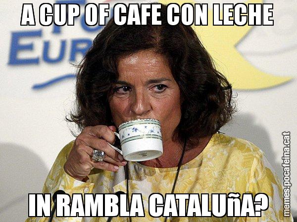 A CUP OF CAFE CON LECHE IN RAMBLA CATALUñA? - Ana Botella relaxing cup